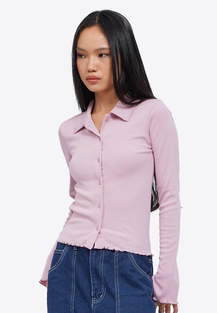 Button Up Long Sleeve Top