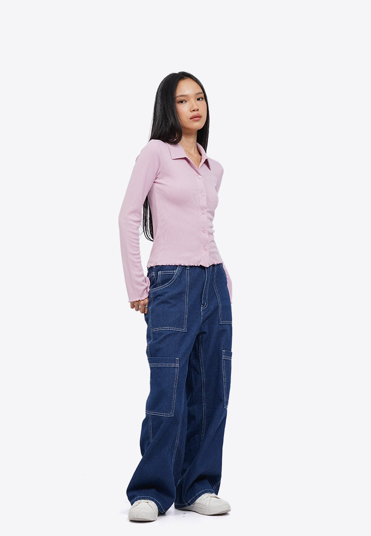 Button Up Long Sleeve Top
