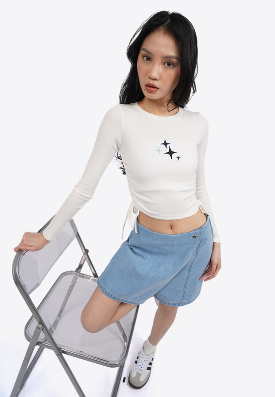 Long Sleeve Top with Side Drawstring