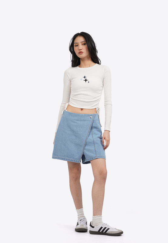 Long Sleeve Top with Side Drawstring