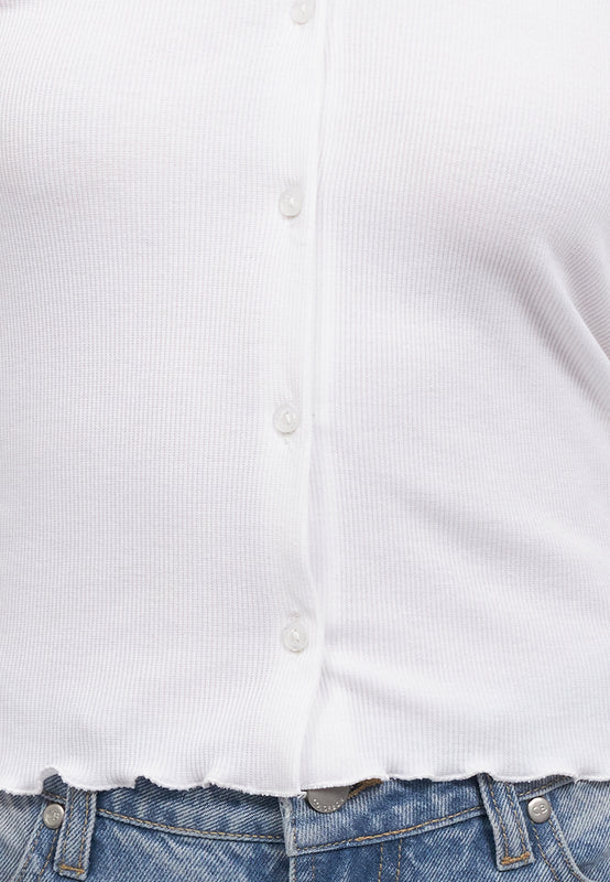 Button Up Long Sleeve Rib Top
