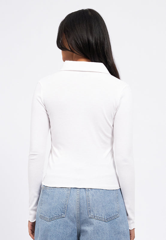 Button Up Long Sleeve Rib Top