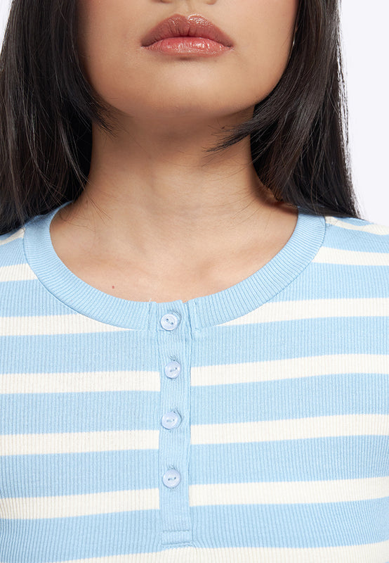 Long Sleeve Fitted Stripes Top