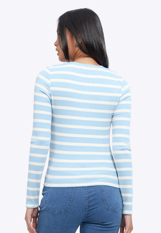 Long Sleeve Fitted Stripes Top