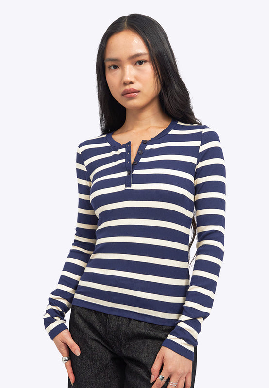 Long Sleeve Fitted Stripes Top