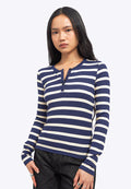 Long Sleeve Fitted Stripes Top