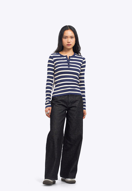 Long Sleeve Fitted Stripes Top