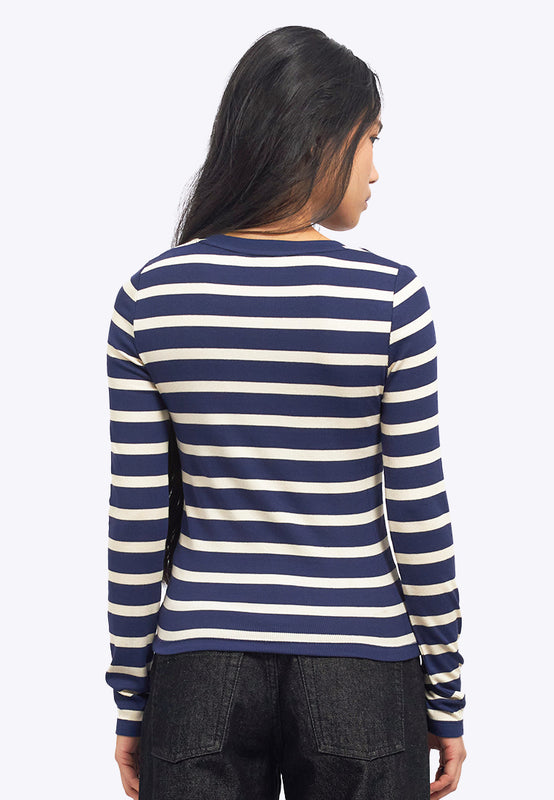 Long Sleeve Fitted Stripes Top