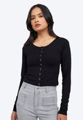 Long Sleeve Top with Snap Button