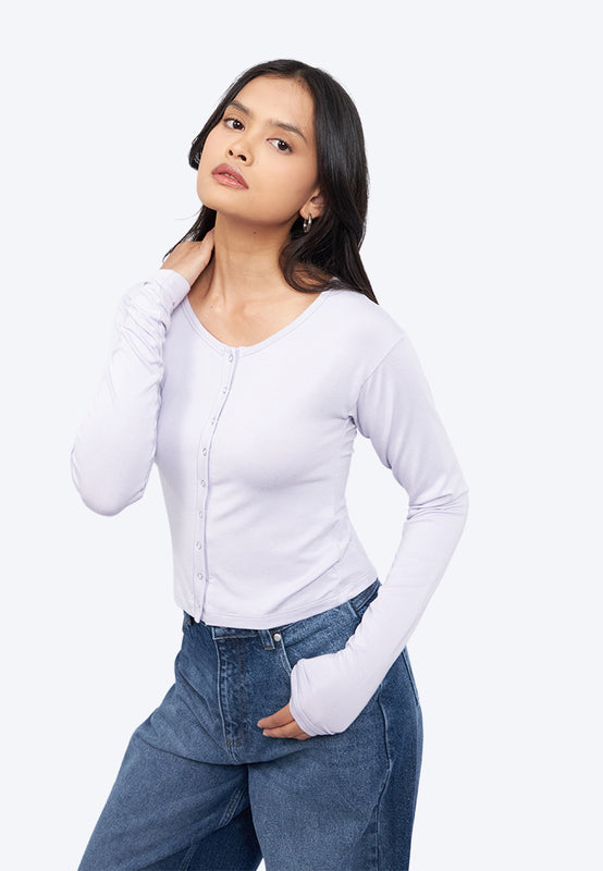 Long Sleeve Top with Snap Button