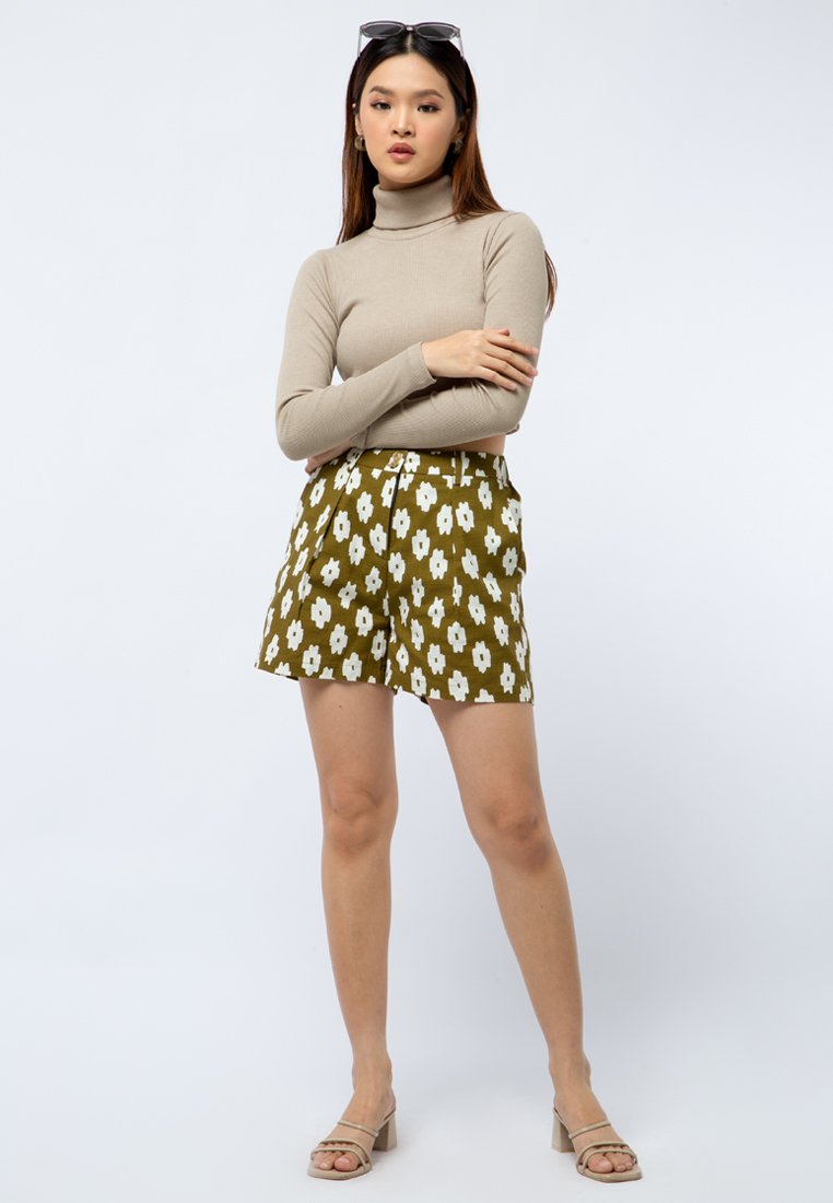 High Neck Long Sleeve Crop Top