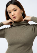 High Neck Long Sleeve Crop Top