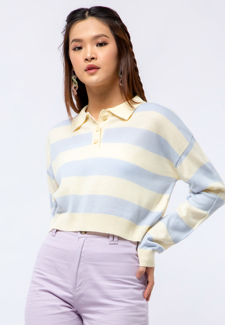 Striped Long Sleeve Polo Shirt