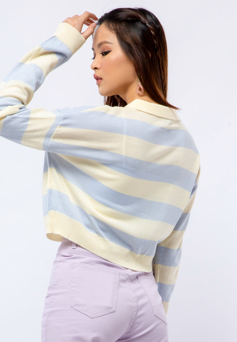 Striped Long Sleeve Polo Shirt