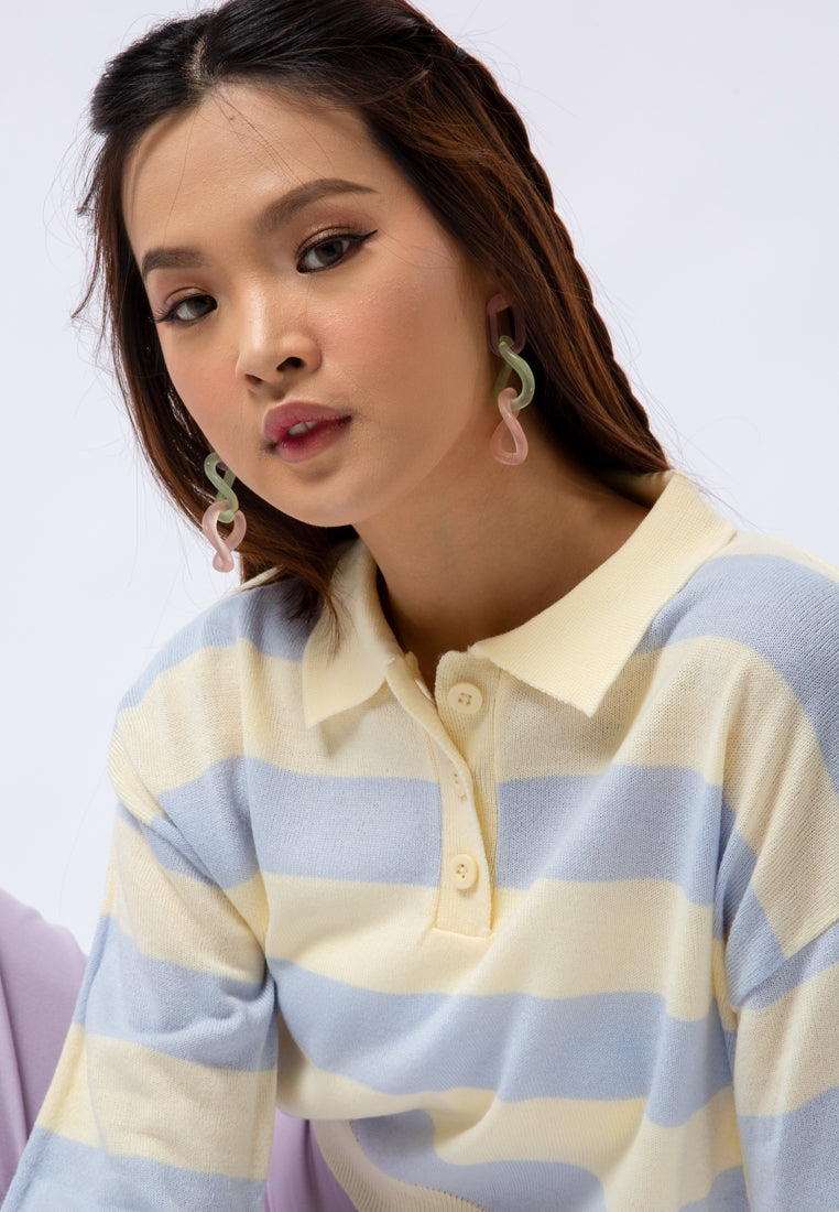 Striped Long Sleeve Polo Shirt