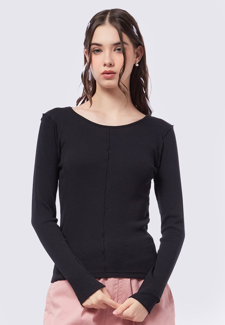 Overlocked Long Sleeve Top