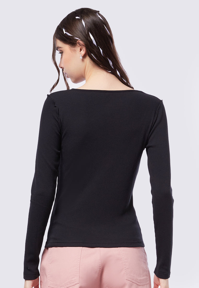 Overlocked Long Sleeve Top
