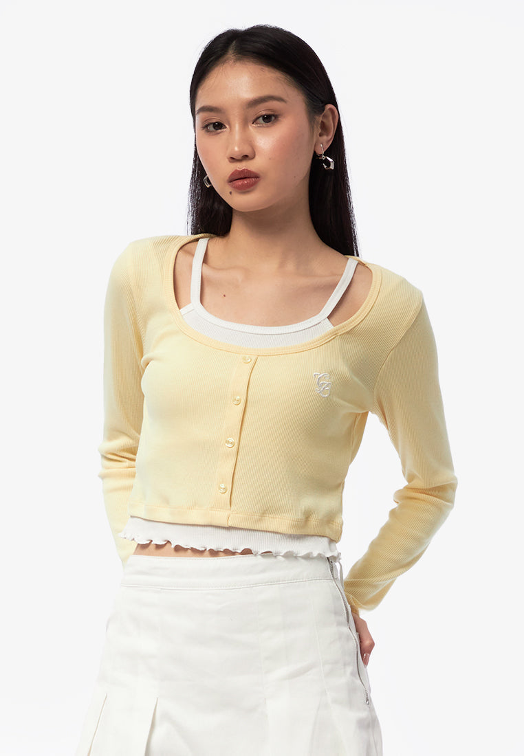 Double Layered Long Sleeve Top Yellow