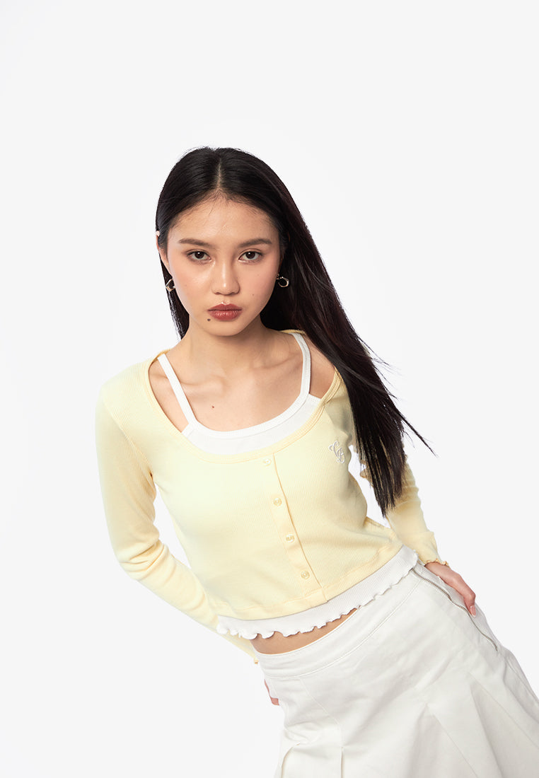 Double Layered Long Sleeve Top Yellow