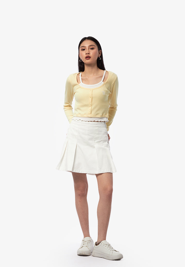 Double Layered Long Sleeve Top Yellow