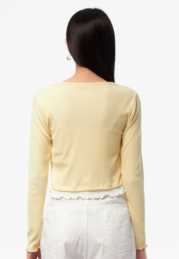 Double Layered Long Sleeve Top Yellow