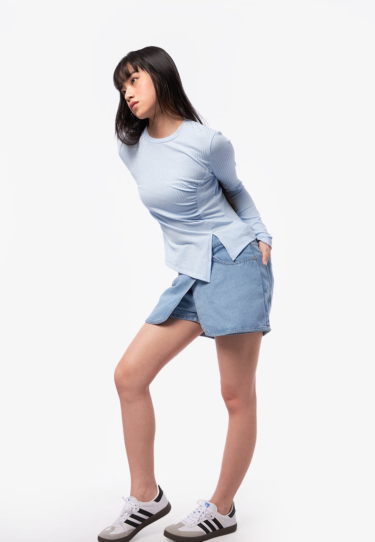 Side Ruched Long Sleeve Top