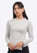 Asymmetric Side Ruched Long Sleeve Top