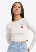 Fruit Embroidery Long Sleeve Top