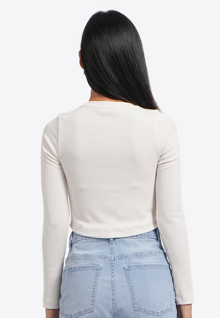 Fruit Embroidery Long Sleeve Top