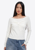 Long Sleeve Top with Front Ribbon