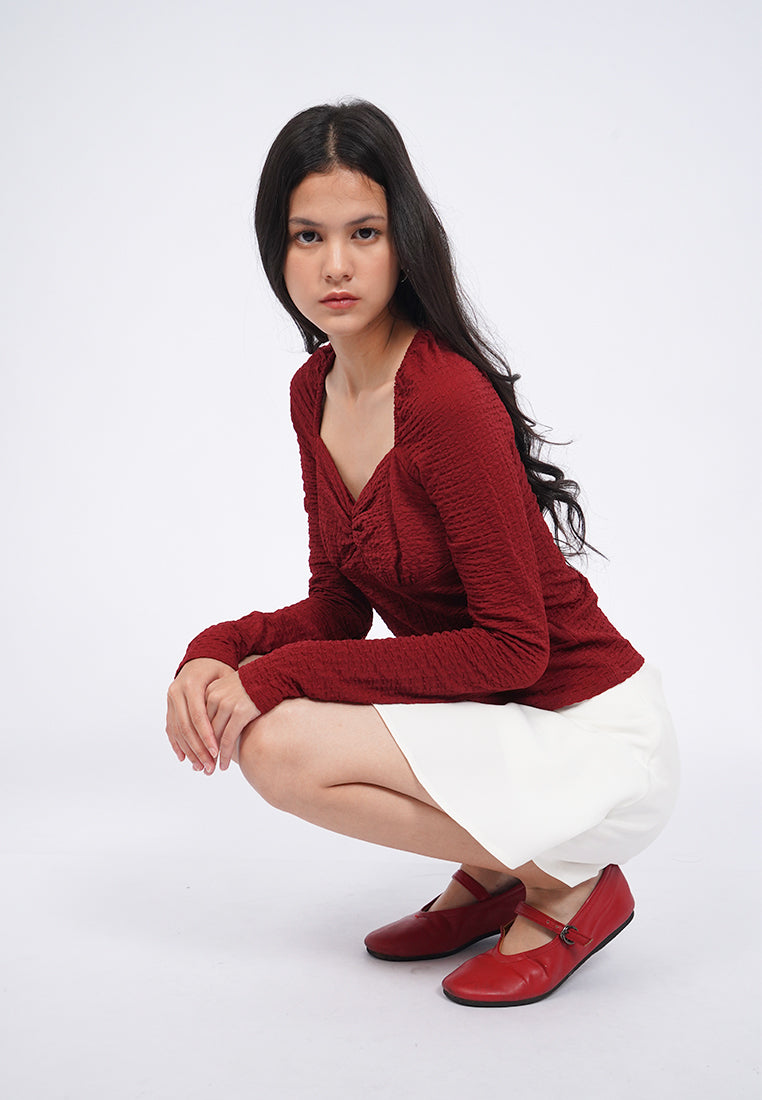 Textured Long Sleeve Knit Top