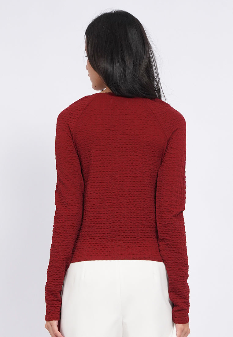 Textured Long Sleeve Knit Top