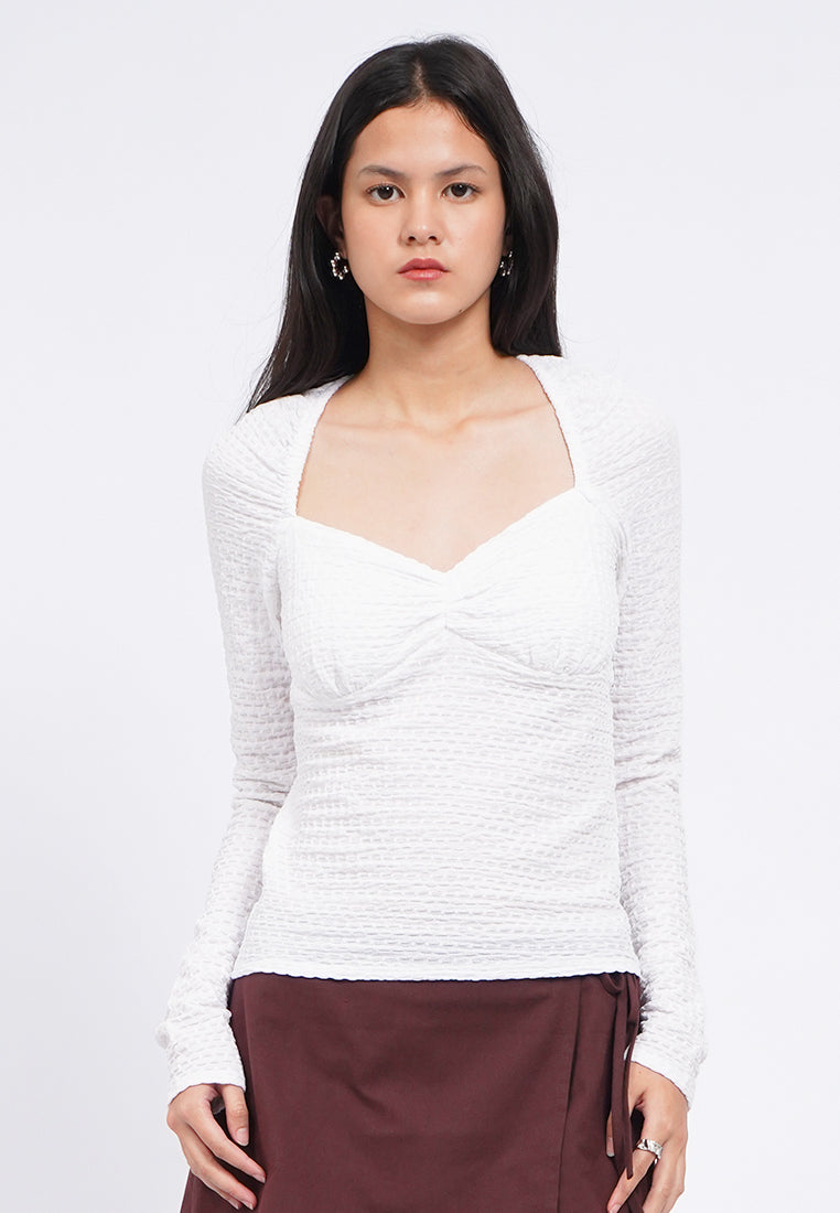 Textured Long Sleeve Knit Top