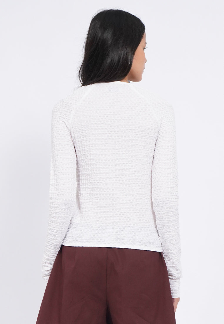 Textured Long Sleeve Knit Top