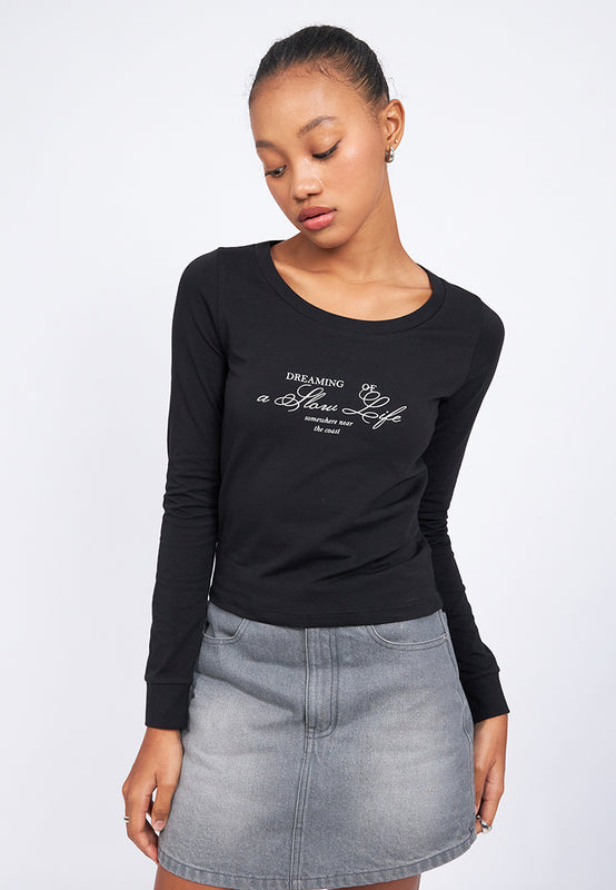 Scoop Neck Long Sleeve Top