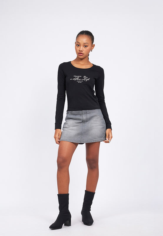 Scoop Neck Long Sleeve Top