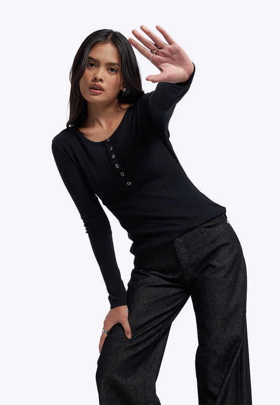 Button Up Long Sleeve Top