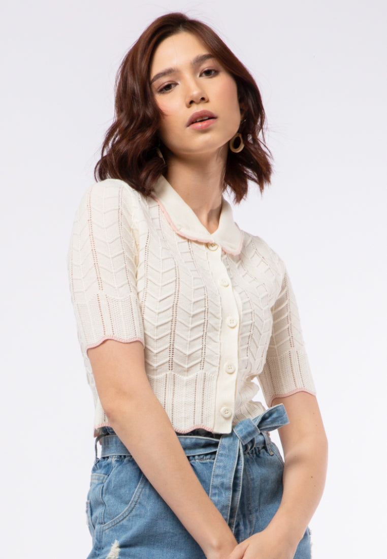 Contrasting Trim Knit Top