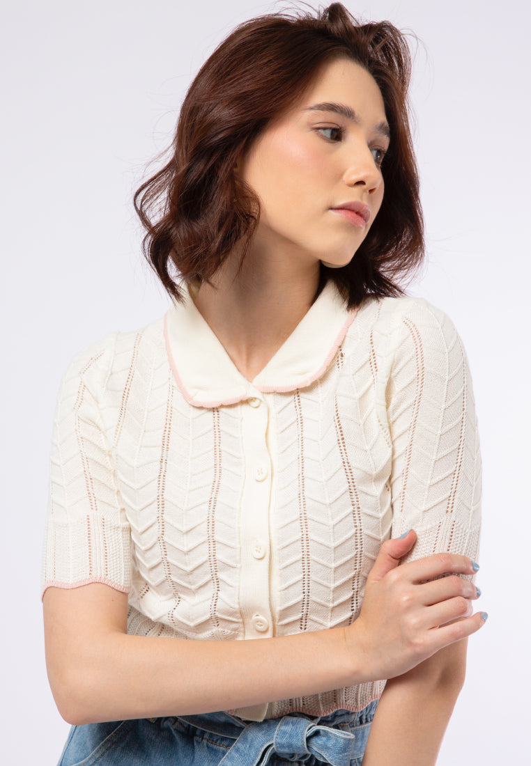 Contrasting Trim Knit Top