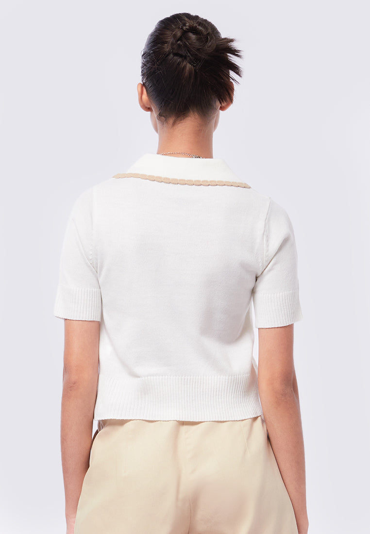 Oversized Collar Knit Top