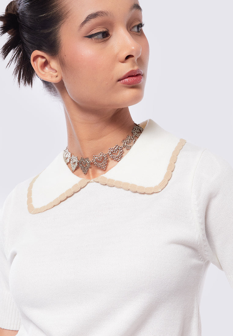 Oversized Collar Knit Top