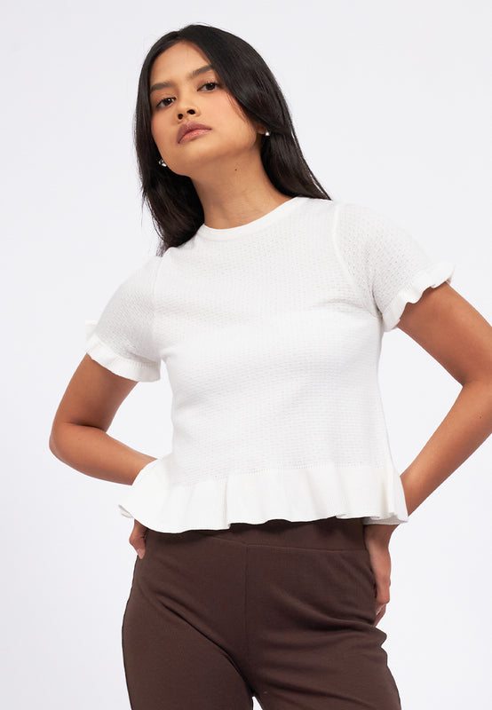 Textured Peplum Knit Top