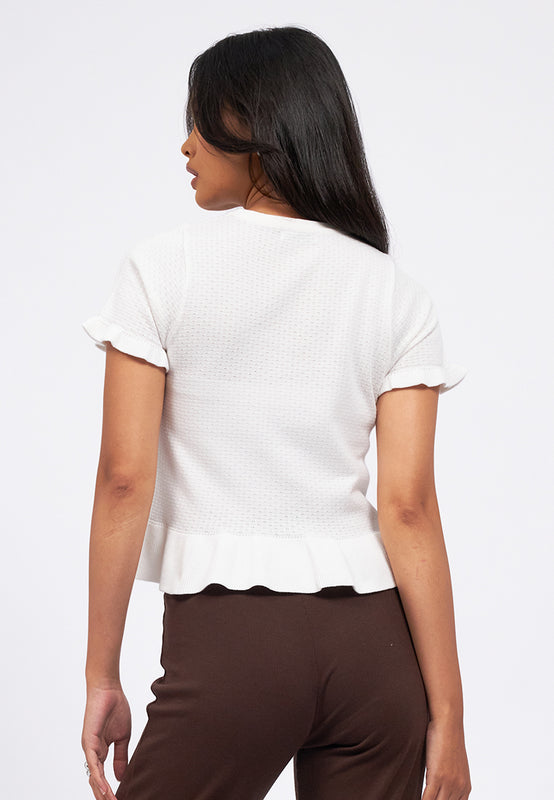 Textured Peplum Knit Top