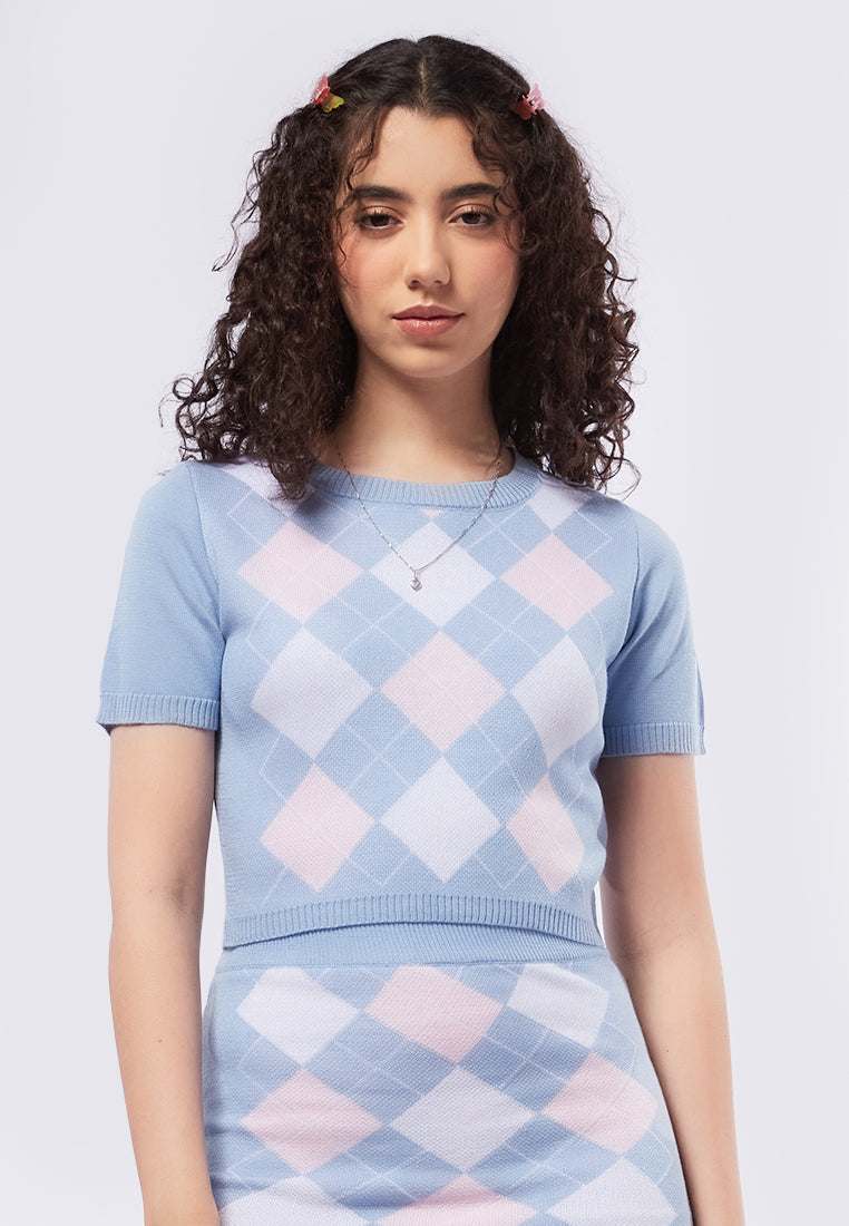 Argyle Pattern Knit Top