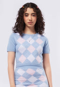 Argyle Pattern Knit Top