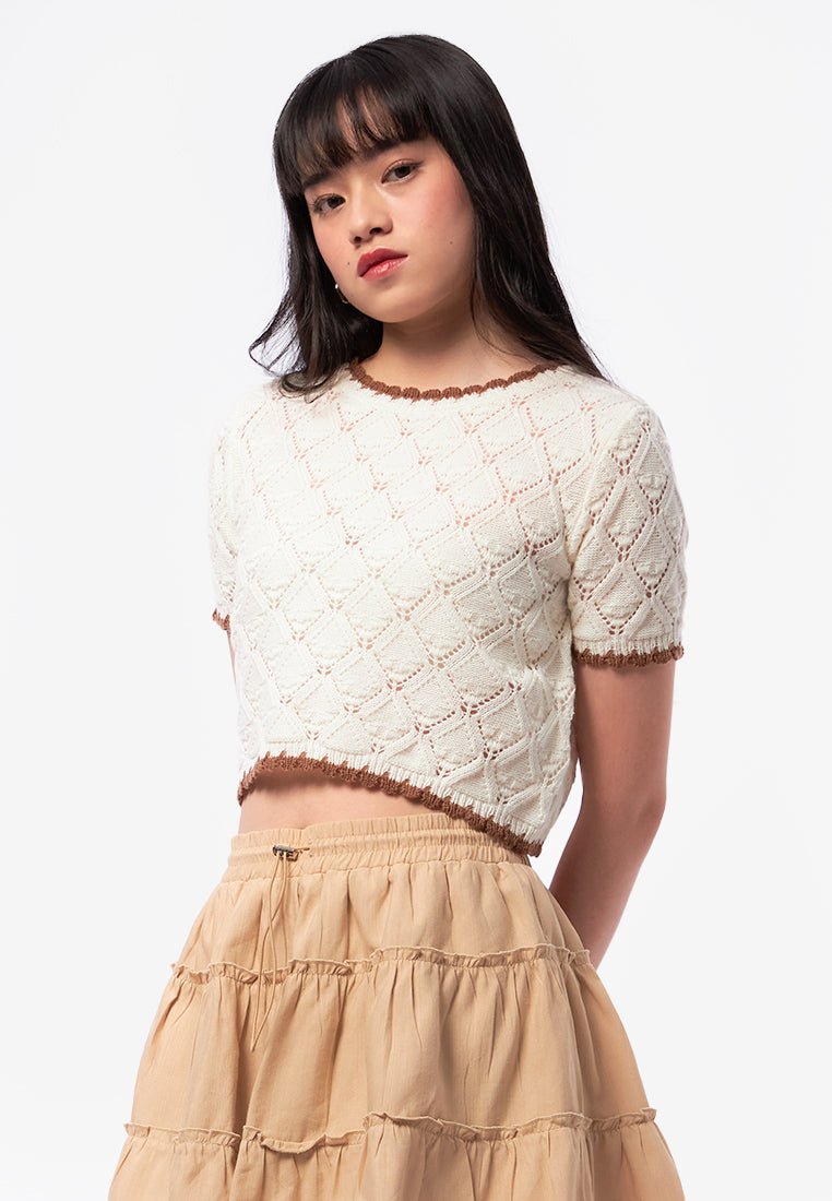 Contrast Hem Short Sleeve Top