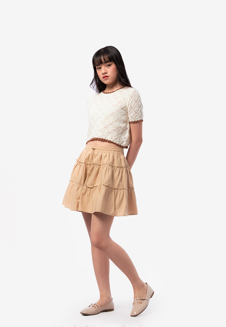Contrast Hem Short Sleeve Top