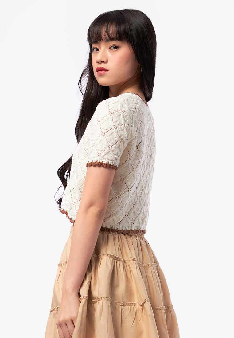 Contrast Hem Short Sleeve Top