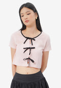 Bow Tied Short Sleeve Knit Top