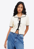 Contrast Hem Short Sleeve Top